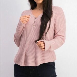Hippie Rose Henley Top Sweet Rose Marbled‎ (Pink) Size Large M